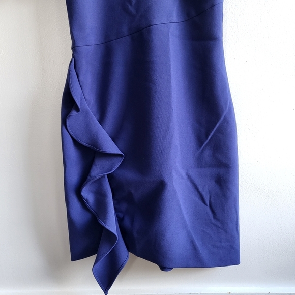 Likely Malta Short Sleeve Front Ruffle Navy Blue Mini Dress NWT Size 4 - Picture 8 of 12